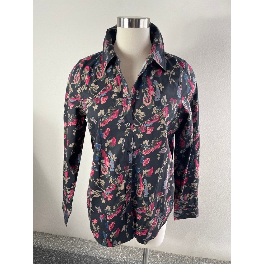 Chaps Womens Medium Floral Button‎ Up Shirt Long Sleeve Blouse Top